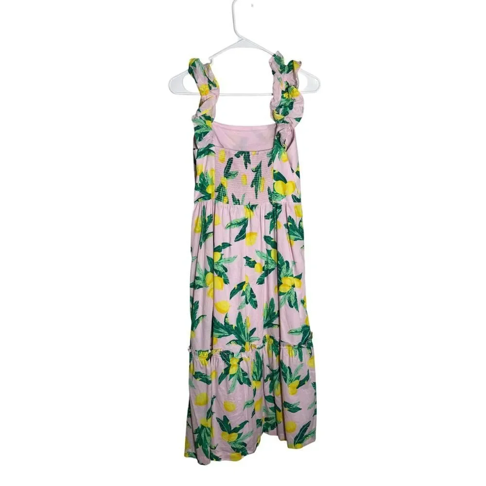 J. Crew Square Neck Midi Dress in Pink Lemons Sz. S